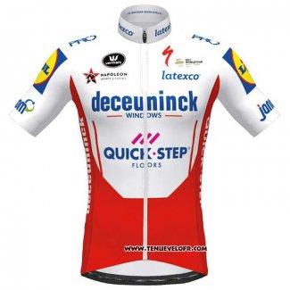 2020 Maillot Ciclismo Deceuninck Quick Step Blanc Rouge Manches Courtes et Cuissard 1 (2)